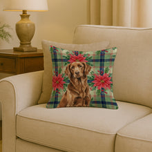Load image into Gallery viewer, Liver Flat-Coated Retriever Christmas PoinsettIas Throw Pillow