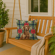 Load image into Gallery viewer, Liver Flat-Coated Retriever Christmas PoinsettIas Throw Pillow