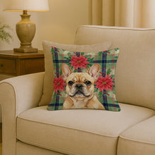 Load image into Gallery viewer, Fawn French Bulldog Christmas PoinsettIas Throw Pillow