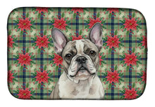 Load image into Gallery viewer, Pied French Bulldog Christmas PoinsettIas Dish Drying Mat
