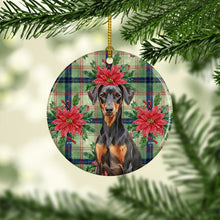Load image into Gallery viewer, German Pinscher Christmas PoinsettIas Ceramic Ornament