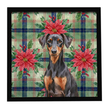 Load image into Gallery viewer, German Pinscher Christmas PoinsettIas Framed Metal Print