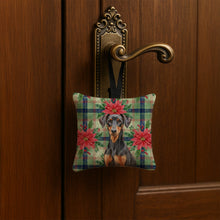 Load image into Gallery viewer, German Pinscher Christmas PoinsettIas Hanging Square Fabric Ornament 3.5 x 3.5