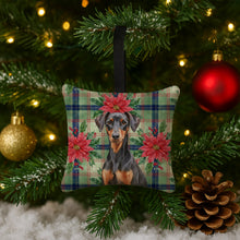 Load image into Gallery viewer, German Pinscher Christmas PoinsettIas Hanging Square Fabric Ornament 3.5 x 3.5