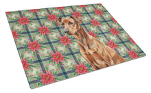 Load image into Gallery viewer, Red German Pinscher Christmas PoinsettIas Glass Cutting Board