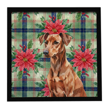 Load image into Gallery viewer, Red German Pinscher Christmas PoinsettIas Framed Metal Print