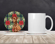 Load image into Gallery viewer, Red German Pinscher Christmas PoinsettIas Large Sandstone Coasters Pack of 4