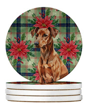 Load image into Gallery viewer, Red German Pinscher Christmas PoinsettIas Large Sandstone Coasters Pack of 4