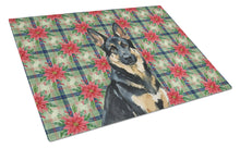 Load image into Gallery viewer, Black and Tan German Shepherd Christmas PoinsettIas Glass Cutting Board