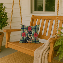 Load image into Gallery viewer, Black and Tan German Shepherd Christmas PoinsettIas Throw Pillow