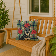 Load image into Gallery viewer, Black and Tan German Shepherd Christmas PoinsettIas Throw Pillow