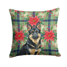 Load image into Gallery viewer, Black and Tan German Shepherd Christmas PoinsettIas Throw Pillow