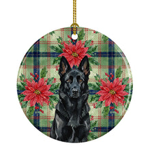 Load image into Gallery viewer, Black German Shepherd Christmas PoinsettIas Ceramic Ornament