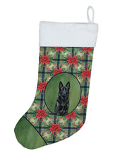 Load image into Gallery viewer, Black German Shepherd Christmas PoinsettIas Holiday Stocking