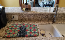 Load image into Gallery viewer, Black German Shepherd Christmas PoinsettIas Dish Drying Mat