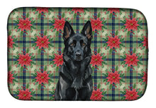 Load image into Gallery viewer, Black German Shepherd Christmas PoinsettIas Dish Drying Mat
