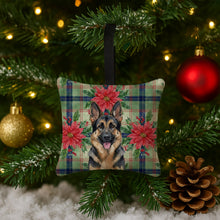 Load image into Gallery viewer, German Shepherd Christmas PoinsettIas Hanging Square Fabric Ornament 3.5 x 3.5