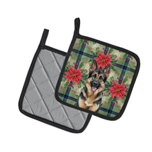 Load image into Gallery viewer, German Shepherd Christmas PoinsettIas Pair of Pot Holders