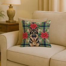 Load image into Gallery viewer, German Shepherd Christmas PoinsettIas Throw Pillow