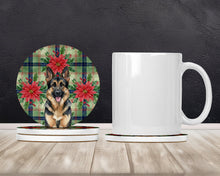 Load image into Gallery viewer, German Shepherd Christmas PoinsettIas Large Sandstone Coasters Pack of 4