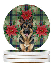 Load image into Gallery viewer, German Shepherd Christmas PoinsettIas Large Sandstone Coasters Pack of 4