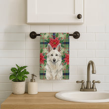 Load image into Gallery viewer, White German Shepherd Christmas PoinsettIas Kitchen Towel