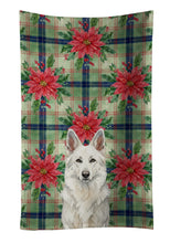Load image into Gallery viewer, White German Shepherd Christmas PoinsettIas Kitchen Towel