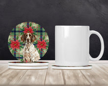 Load image into Gallery viewer, German Shorthaired Pointer Christmas PoinsettIas Large Sandstone Coasters Pack of 4