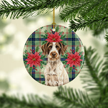 Load image into Gallery viewer, Liver and White German Wirehaired Pointer Christmas PoinsettIas Ceramic Ornament