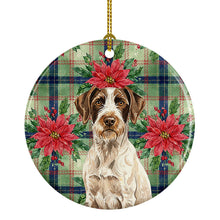 Load image into Gallery viewer, Liver and White German Wirehaired Pointer Christmas PoinsettIas Ceramic Ornament
