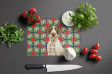 Load image into Gallery viewer, Liver and White German Wirehaired Pointer Christmas PoinsettIas Glass Cutting Board