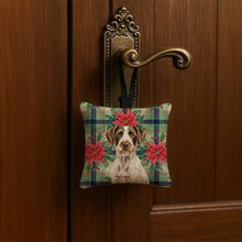 Load image into Gallery viewer, Liver and White German Wirehaired Pointer Christmas PoinsettIas Hanging Square Fabric Ornament 3.5 x 3.5
