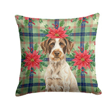 Load image into Gallery viewer, Liver and White German Wirehaired Pointer Christmas PoinsettIas Throw Pillow