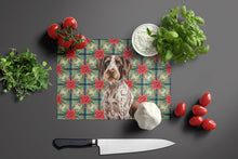 Load image into Gallery viewer, Roan German Wirehaired Pointer Christmas PoinsettIas Glass Cutting Board