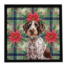Load image into Gallery viewer, Roan German Wirehaired Pointer Christmas PoinsettIas Framed Metal Print