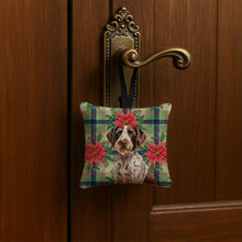 Load image into Gallery viewer, Roan German Wirehaired Pointer Christmas PoinsettIas Hanging Square Fabric Ornament 3.5 x 3.5