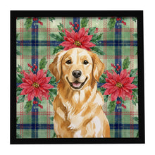 Load image into Gallery viewer, Golden Retriever Christmas PoinsettIas Framed Metal Print