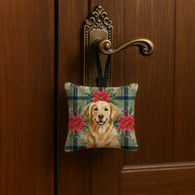 Load image into Gallery viewer, Golden Retriever Christmas PoinsettIas Hanging Square Fabric Ornament 3.5 x 3.5