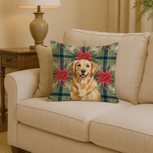 Load image into Gallery viewer, Golden Retriever Christmas PoinsettIas Throw Pillow