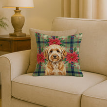 Load image into Gallery viewer, Goldendoodle Christmas PoinsettIas Throw Pillow