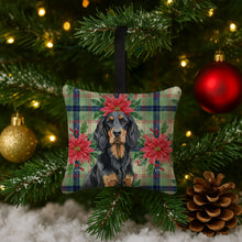 Load image into Gallery viewer, Gordon Setter Christmas PoinsettIas Hanging Square Fabric Ornament 3.5 x 3.5