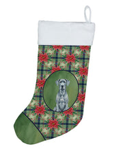 Load image into Gallery viewer, Blue Great Dane Christmas PoinsettIas Holiday Stocking
