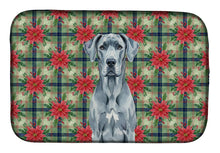 Load image into Gallery viewer, Blue Great Dane Christmas PoinsettIas Dish Drying Mat