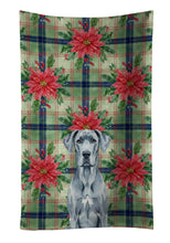 Load image into Gallery viewer, Blue Great Dane Christmas PoinsettIas Kitchen Towel
