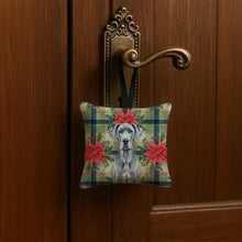Load image into Gallery viewer, Blue Great Dane Christmas PoinsettIas Hanging Square Fabric Ornament 3.5 x 3.5