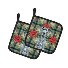 Load image into Gallery viewer, Blue Great Dane Christmas PoinsettIas Pair of Pot Holders