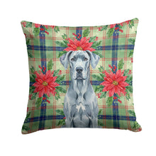 Load image into Gallery viewer, Blue Great Dane Christmas PoinsettIas Throw Pillow