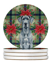 Load image into Gallery viewer, Blue Great Dane Christmas PoinsettIas Large Sandstone Coasters Pack of 4