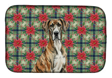 Load image into Gallery viewer, Brindle Great Dane Christmas PoinsettIas Dish Drying Mat