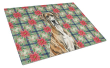 Load image into Gallery viewer, Brindle Great Dane Christmas PoinsettIas Glass Cutting Board